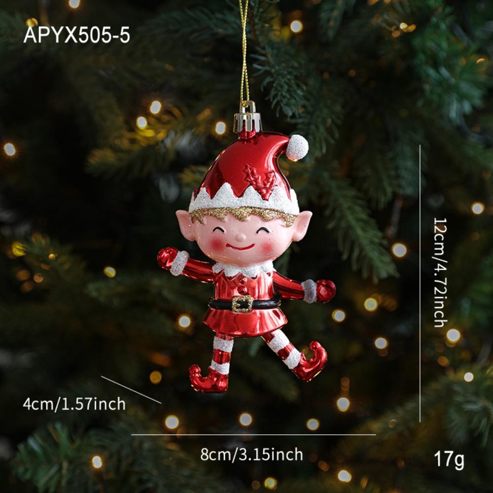 Red&White Cartoon Santa Claus Pendant DIY Decor Hanging Painted Ornaments Elf Snowman Pendant Xmas