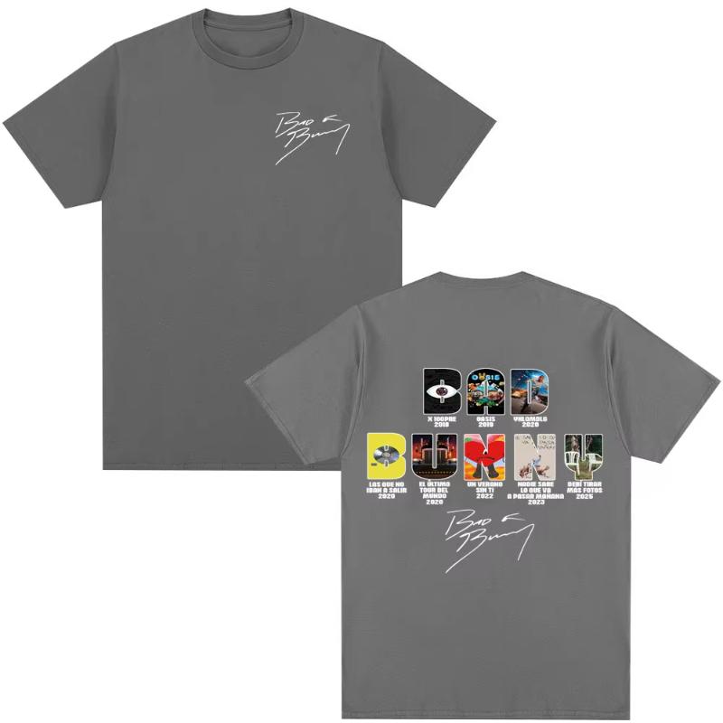 Rapper Bad Bunny Music Album Cover Print T Shirt Unisex Unisex Fashion Hip Hop Street Tshirt Cotton Oversized Short Sleeve Tshirts