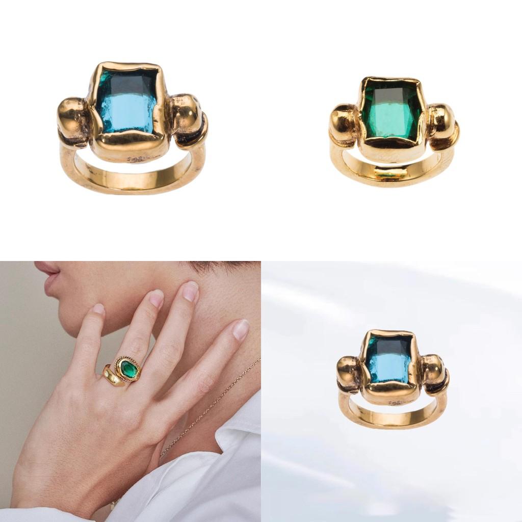 2024 New Stylish Italian Square Crystal And Brass Adjustable Ring For Women Fashionable Accessory
