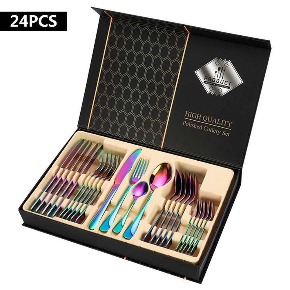 Tableware Set Stainless Steel Tableware 24-piece Knife, Fork and Spoon Gift Box Set Kitchen Tableware Set