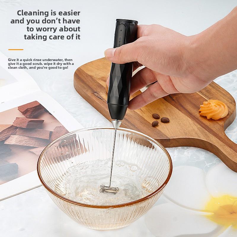 Cross-Border New Style Rechargeable Stainless Steel Plastic Modern Minimalism Milk Frother Coffee Whisk Stirring