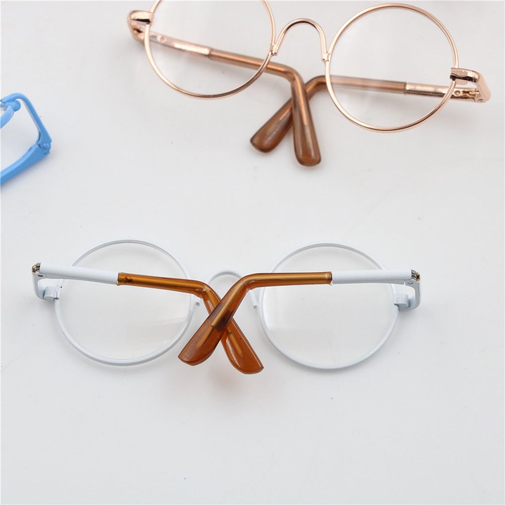 Fashion Toy Suit For 12/18 Inch Doll Glasses Metal Frame Miniature Eyewear Round-Shaped Clear Lens