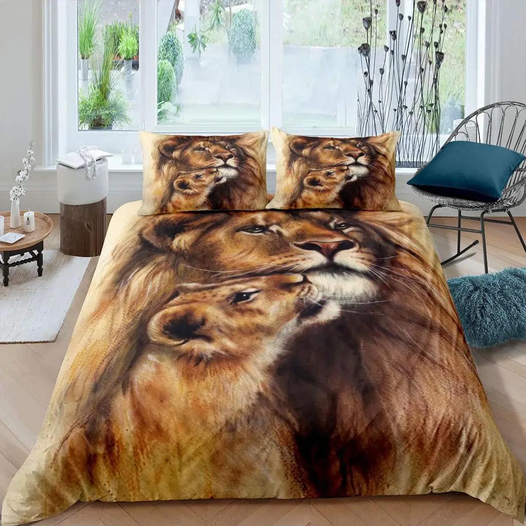 Animal Lion Set Duvet Cover Bedroom Duvet Cover Single King Size Duvet Cover Home Textiles 2/3 Pieces