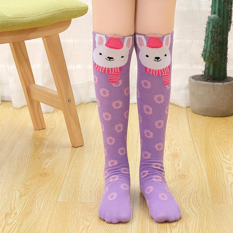 3D Cartoon Pure Cotton Mid-Calf & Knee-High Socks for Girls - Cute Spring/Autumn Wear
