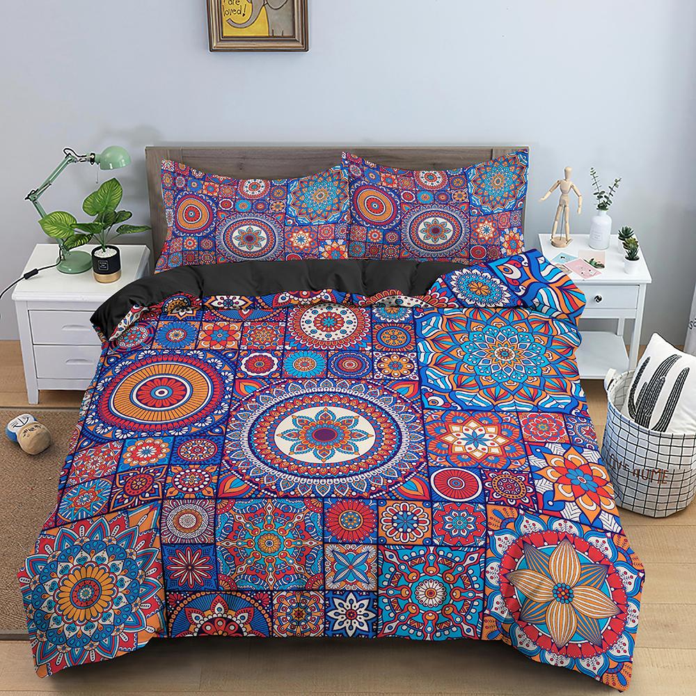 Mandala Duvet Cover Set Bohemian Bedding Set Soft Comforter Cover With 1/2pcs Pillow Shams Quilt Cover Bedroom King Queen Sizes