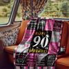 90Th Birthday Celebration Four Seasons Blanket Customized With Your Name Lightweight And Warm Perfect Gift For Home Office Camping Sofa Travel Beach