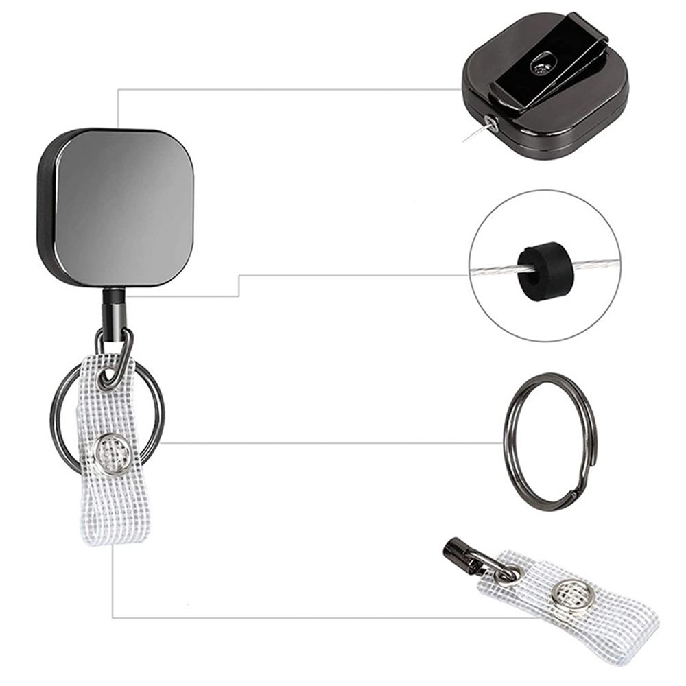 Металлический выдвижной держатель для ID-карты, бейджа, клипса-рулетка, выдвижной брелок для ключей, клипса для шнурка