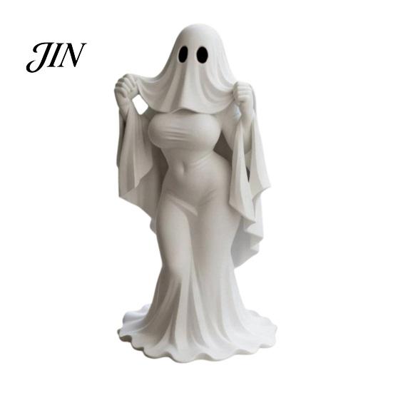 Halloween Decor Figurine Ghost Lady Ornament, Durable PLA 3D Printing Figure, Gothic Decoration Full of Mystery Collectible, for Desktop Bookshelf