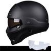 Cross Border Exclusive Black Scorpion Helmet Men's Retro Combination Helmet Half Helmet Four Season Electric Helmet With Transparent Lenses
