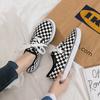 Canvas Shoes Schoolgirl Harajuku Ulzzang Black And White Plaid Retro Hong Kong Style Flat Baseplate Shoes Tide
