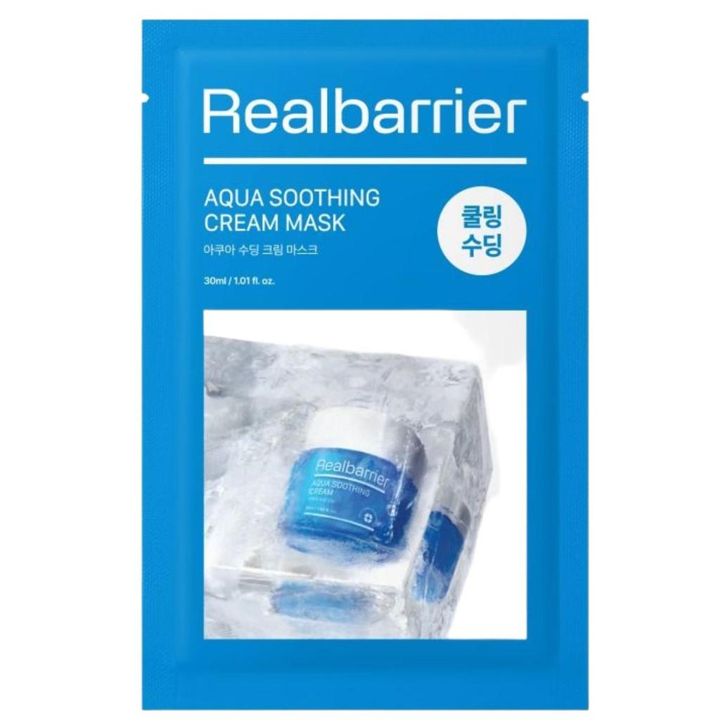 Real Barrier Aqua Soothing Cream Mask 30ml x 10ea Deep Hydrating and Cooling Facial Sheet Mask