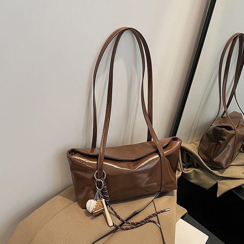 Women's Tote Bag Solid Pu Leather Letter Print Underarm Bags Female Commute Versatile Satchels Handbag Lady Shoulder Pack