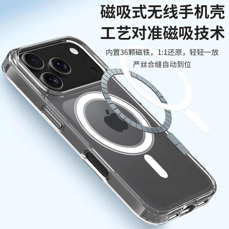 AI Button Transparent Magnetic Case for iPhone 17 Pro Max Slim Lightweight Shockproof Sweatproof Fashion Simple Soft Cover Transparent