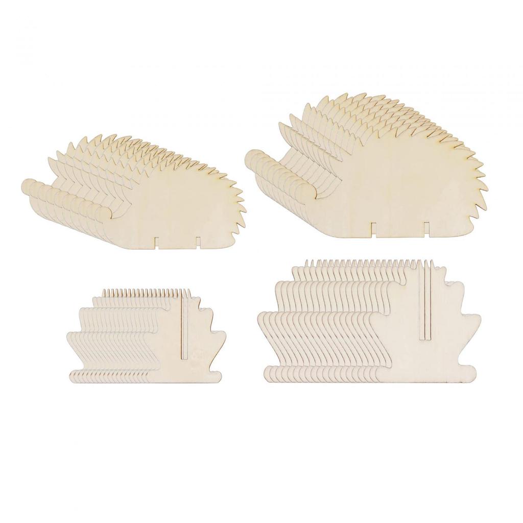 20 Set Wooden Hedgehog Cutouts Unpainted Slices for Signs Painting
