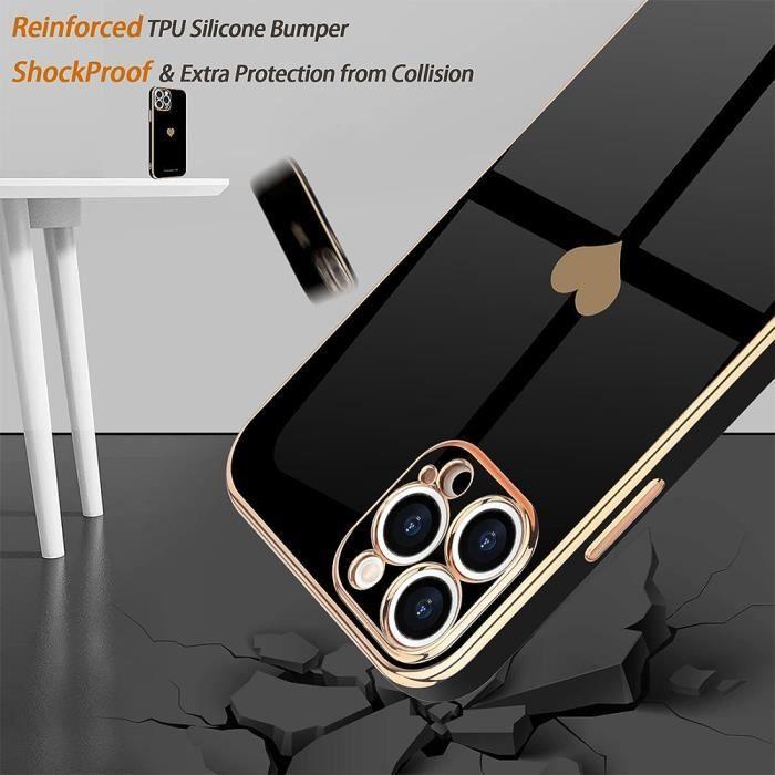 Coque - Luxe - pour iPhone 15 Pro Max - Antichoc - Motif Cœur - Noir