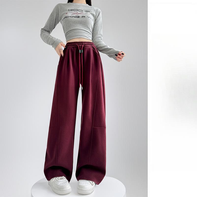 Spring and Autumn Updated Comfortable Fit Leisure Sweatpants High Waisted Narrow Wide Leg Pants