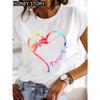 Dragonfly Butterfly Print Blouse Loose Women's Short-sleeved T-shirt Round Neck Casual Fashion Daily