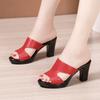 Fashion Women High Heels Summer Slippers Woman Open Toe Casual Block Heel Platform Genuine Leather Shoes 32-43 Women Sandals