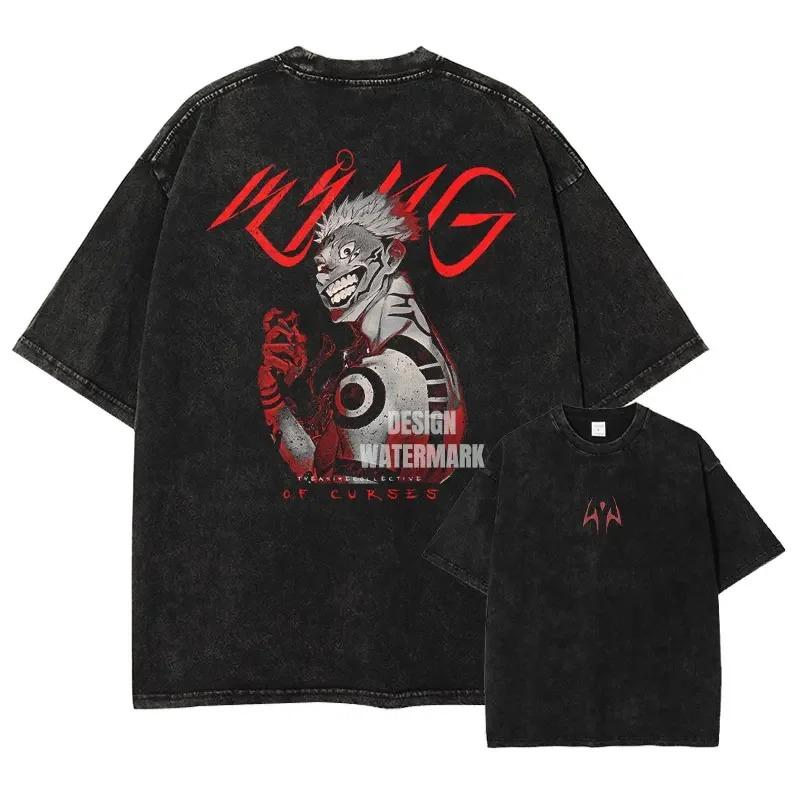 Anime J-Jujutsu K-Kaisen T Shirts Vintage Washed CHOSO T-shirt Oversize Short Sleeve Fushiguro Toji Gojo Saturo Itadori Tees Men