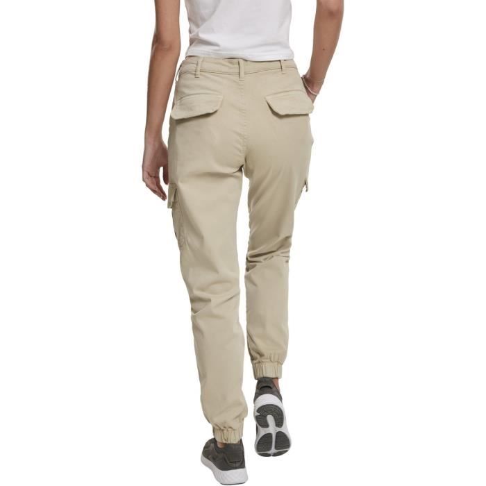 Женские брюки карго с высокой талией - URBAN CLASSICS - Эластичные - Бежевые - Крой карго