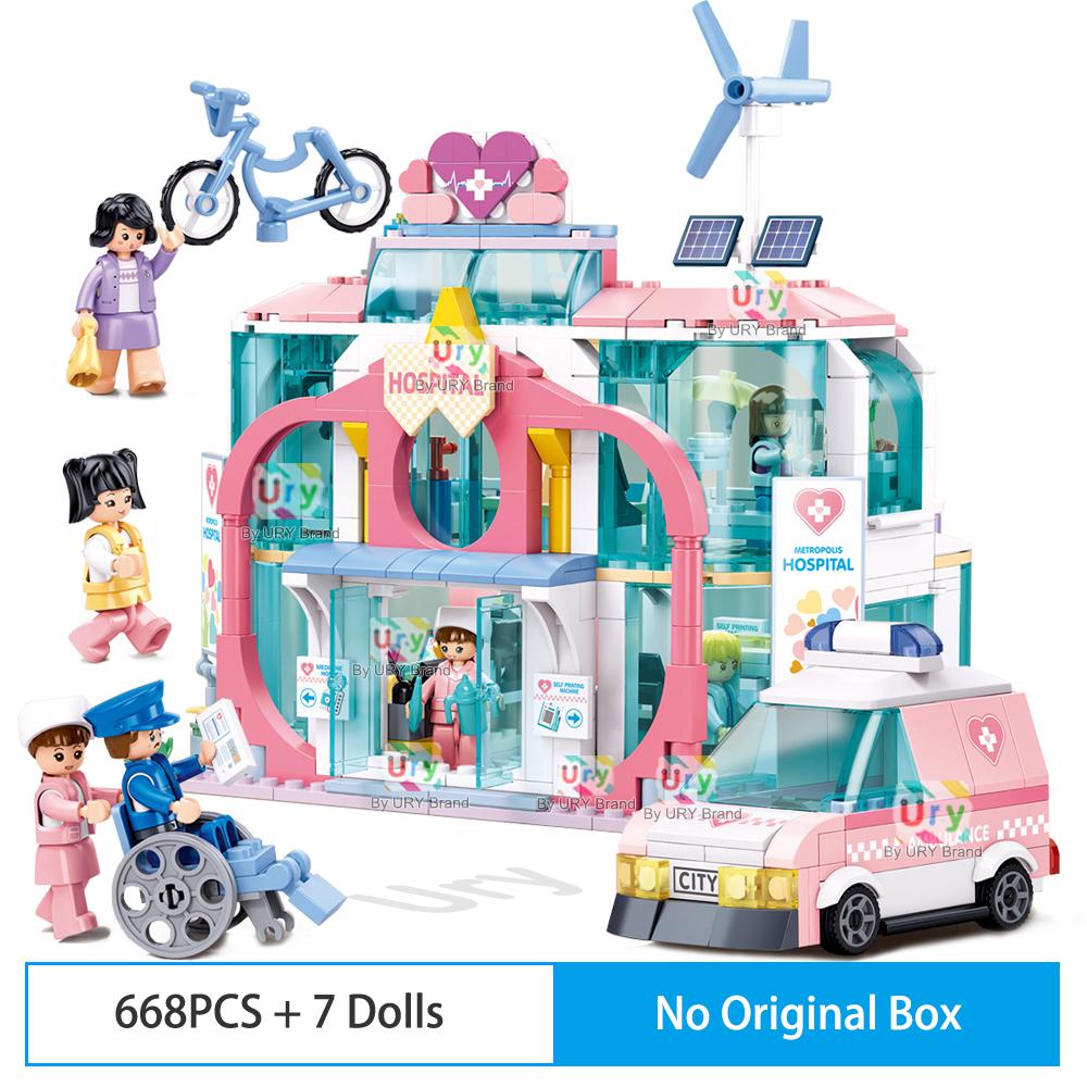Sluban Дом Друзей Городская Больница Скорая Помощь Спасательная МРТ-Кабинет Палата для Стационарных Больных Набор Строительных Блоков DIY Игрушка для Девочки Подарок на День Рождения