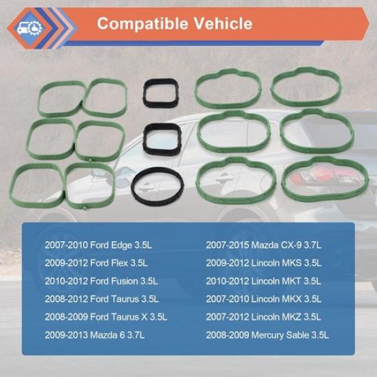 Intake Manifold Gasket Set Compatible with 2007-2012 Edge Flex Fusion Taurus Tau