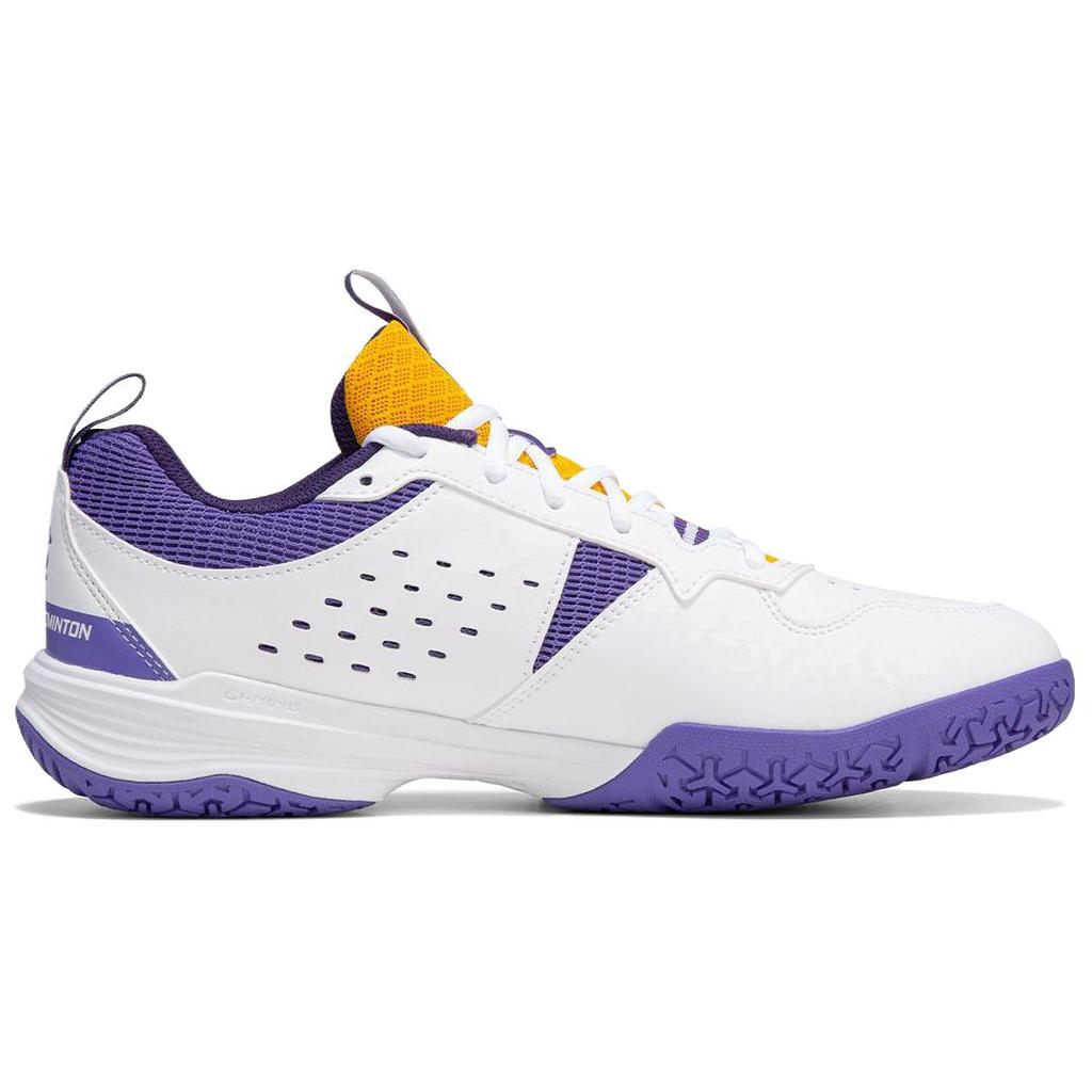 Li Ning Ace V Коллекция Амортизация Скольжение Устойчивость к истиранию Низкие Бадминтонные Кроссовки Унисекс Белый Фиолетовый AYTT001-4