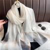 Large Luxury Organza Silk Scarf Elegant Long Scarves Beach UV Protection Turban  For Women Hijab