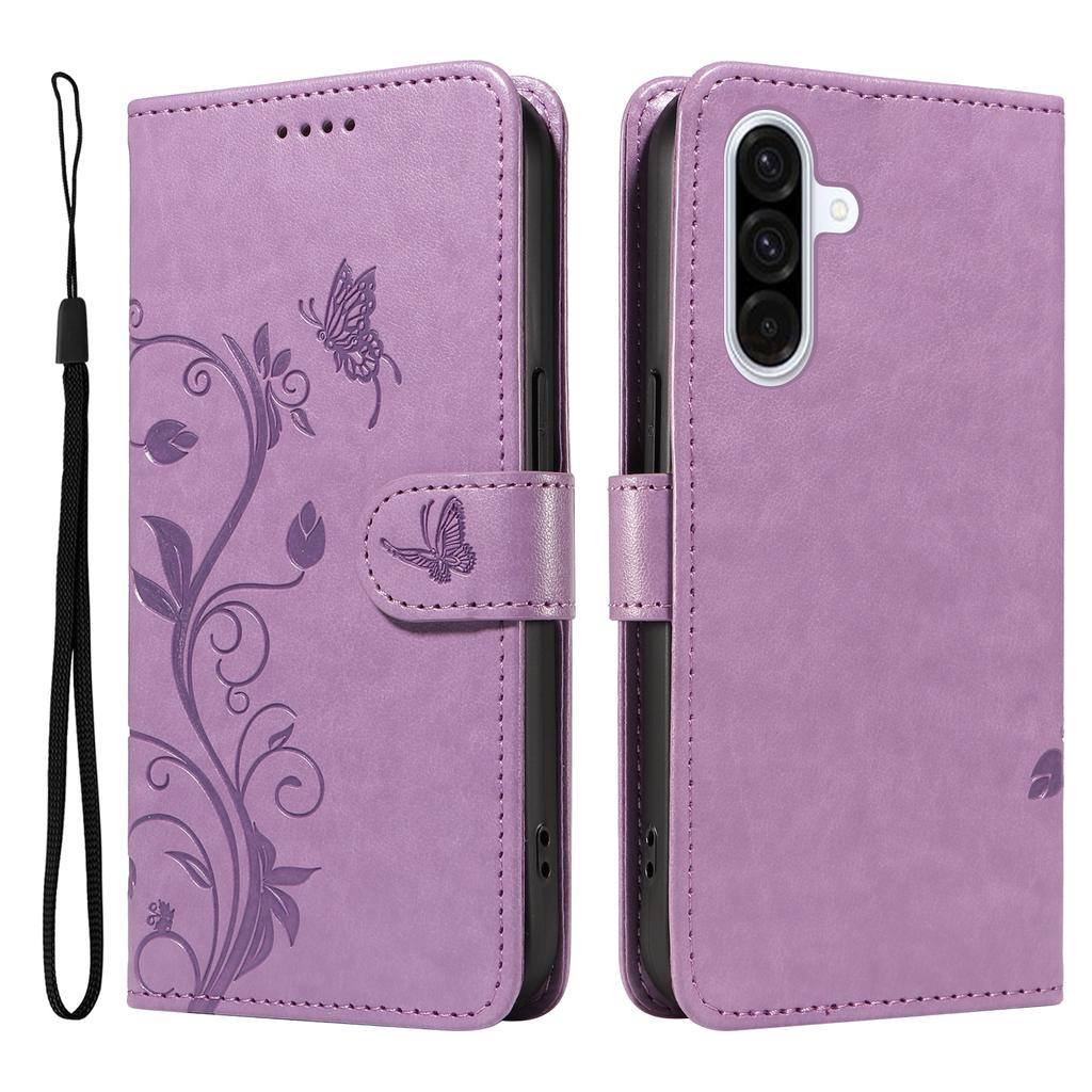 For Samsung Galaxy A36 5G PU Leather Cases Flower Pattern Wallet Stand Phone Cover with Strap