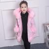 YUBAOBEI Christmas Winter Thick Warm Girls Leather Jacket Kids Soild Color Plush Stand Collar Hooded Coat
