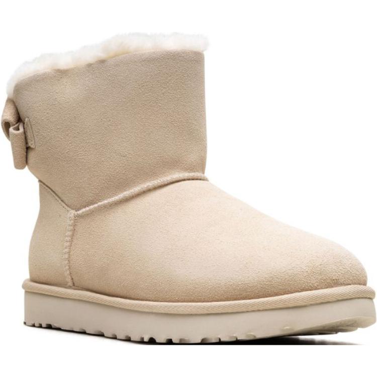UGG Mini Bailey Suede Warm Durable Bow Versatile Short Snow Boots Women Boots Beige 1153514-CRM