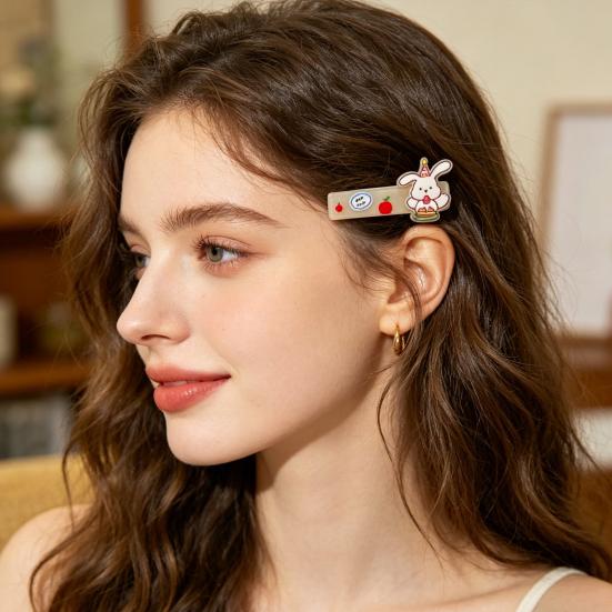 2/3Pcs Girl Hairpins Cats Puppies Rabbits Bread Pattern Hair Clips Smooth Edges Side Bang Hair Pins Hair
