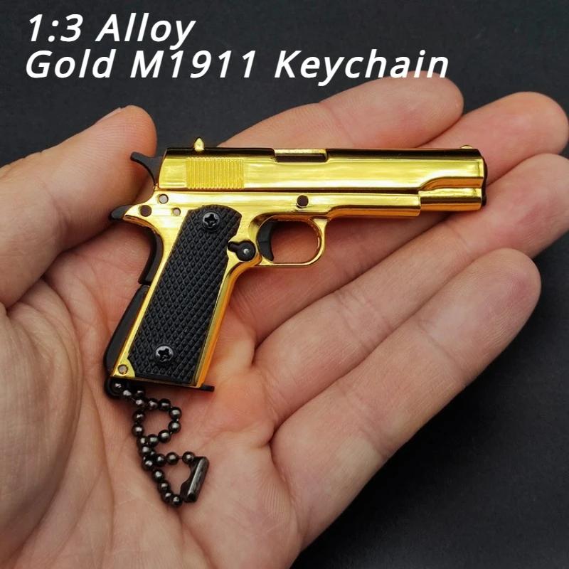 Металлическая 13 Золотая M1911 Модель Игрушечного Пистолета Фейкган Мини Сплав Брелок Выглядит Реалистично Коллекция Prop для PUBG Подарок на День Рождения Повесить Для Мальчика