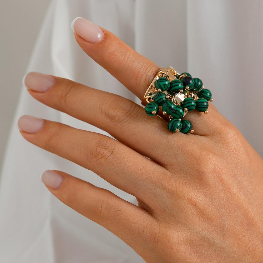 Colored Open Finger Ring Beads Ball Fashion Ring Exaggerated Small Ball Ring