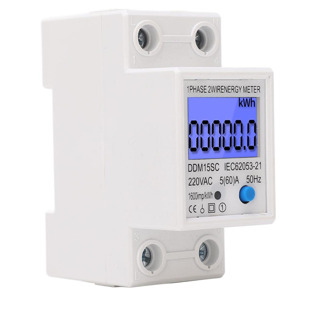ЖК Цифровой Счетчик Энергии Однофазный 2P Монитор Использования Электроэнергии DIN-рейка Электрический Тестер 5А