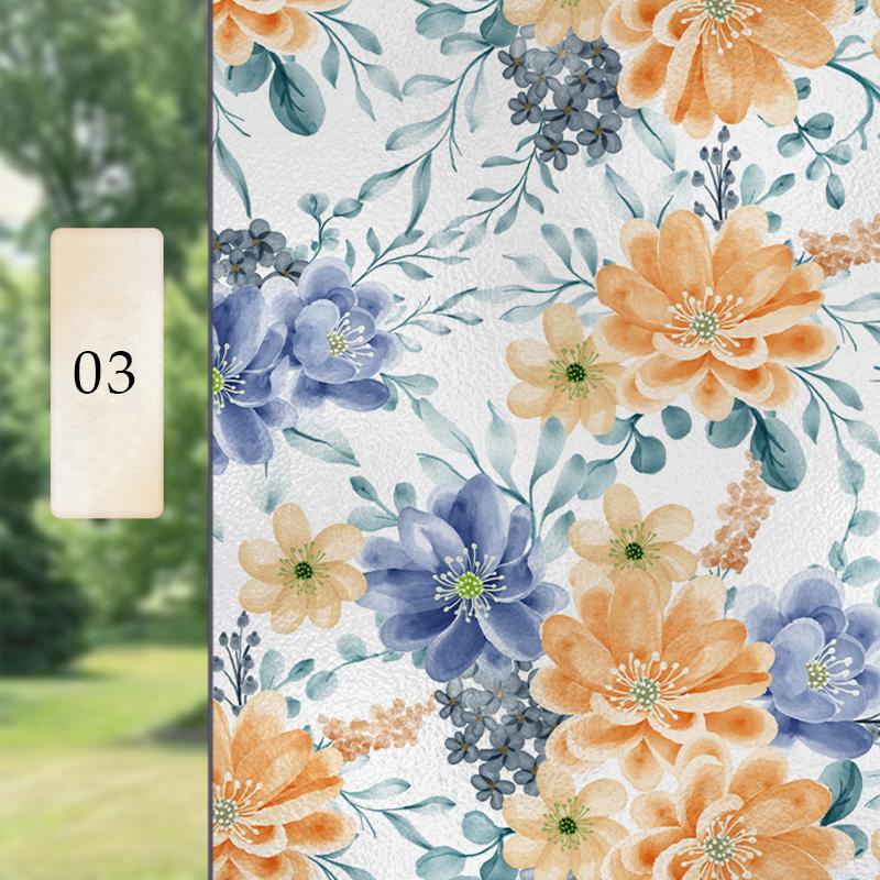 Винтажная пасторальная пленка для окон в романтическом стиле, защитная пленка для стекол, цветочная камелия, матовая статическая наклейка на стекло