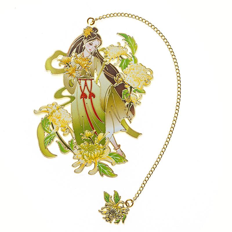 Китайские мифологические сказочные закладки, красивые полые латунные закладки, закладки с цветочной феей, канцелярские принадлежности для девочек