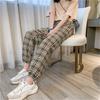 Новые женские брюки леггинсы новые весенние и осенние клетчатые маленькие свободные повседневные спортивные штаны