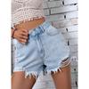 Женские повседневные джинсовые шорты с высокой талией, потертыми краями и дырками