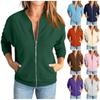 Women's Casual Sweatshirt Solid Color Zipper Jacket Long Sleeve Loose Coat With Pocket