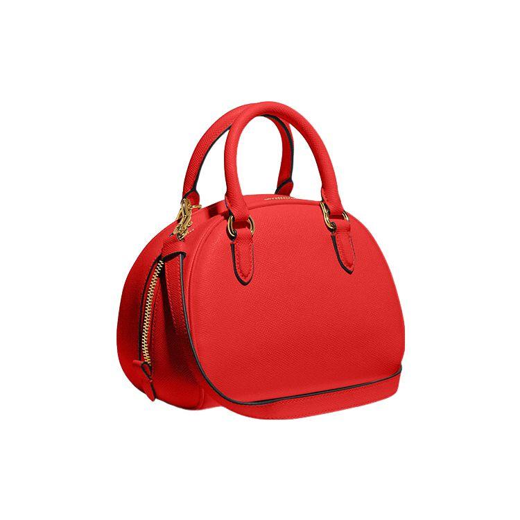 Coach Sydney 20 Zipper Closure Solid Color Crossgrain Leather Shell Bag Women handbags Miami-Red CA202-IMQRG