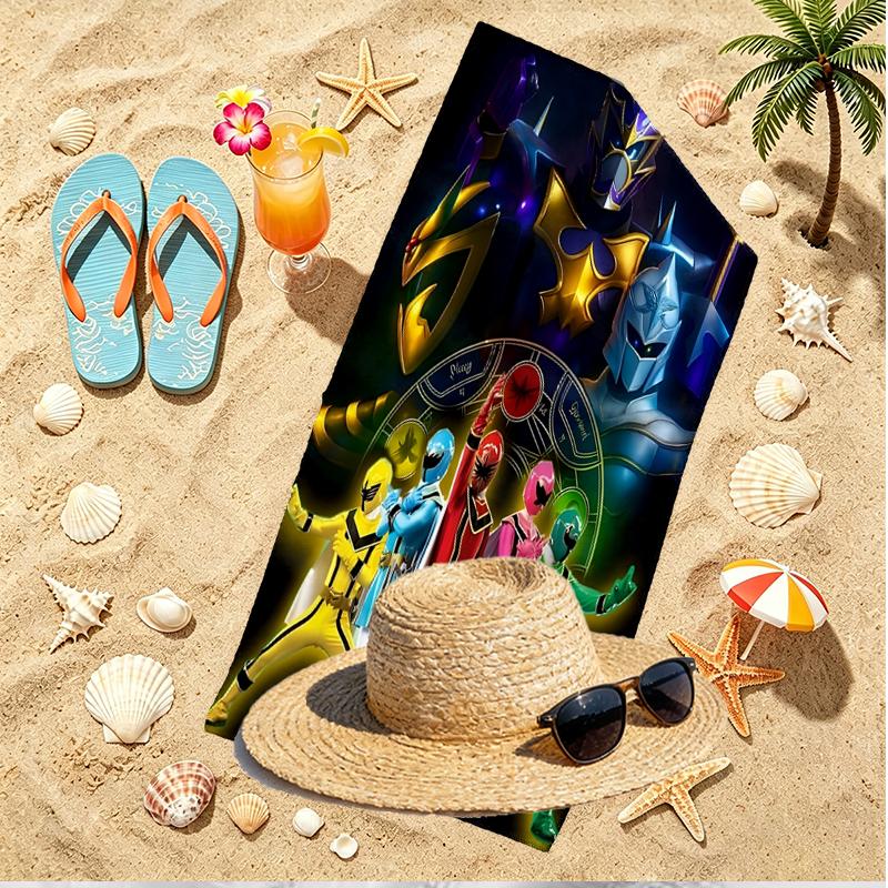 Mighty Morphin Power Rangers Print Beach Towel, Versatile Lightweight Absorbent Beach Towel for Pool Surf Yoga Bathroom, Perfect Birthday Holiday Gift