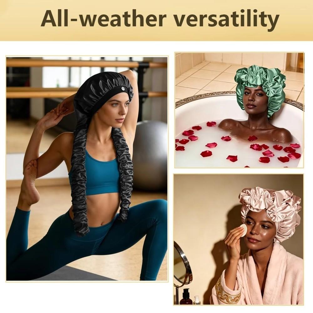 Satin Material Sleep Bonnet Long Curling Ribbons Curling Bonnet Stylish Satin Bonnet For Long Hair