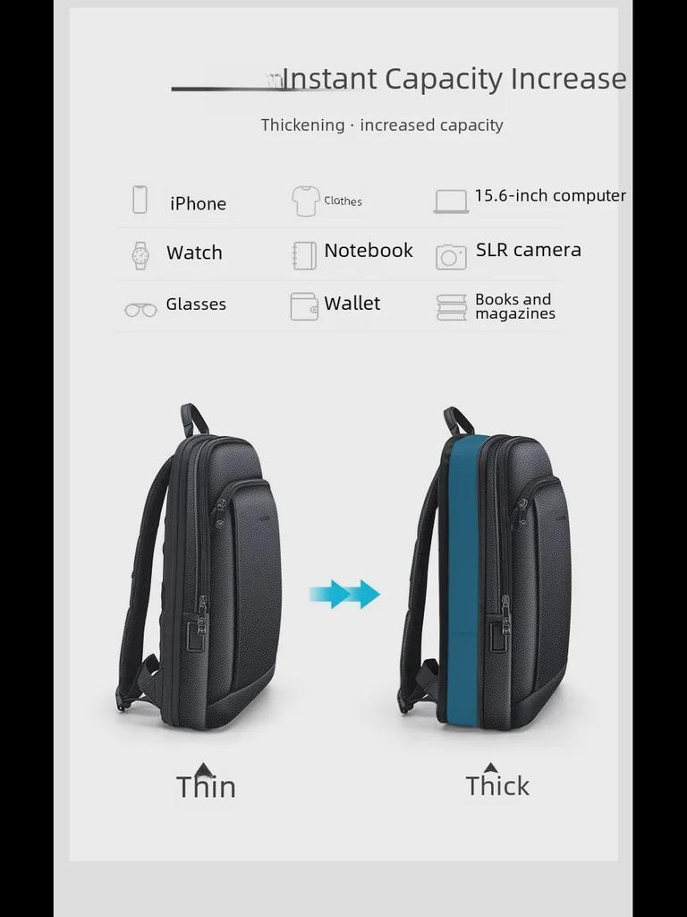 King Paul Men's Genuine Leather Large Capacity Business Travel Backpack