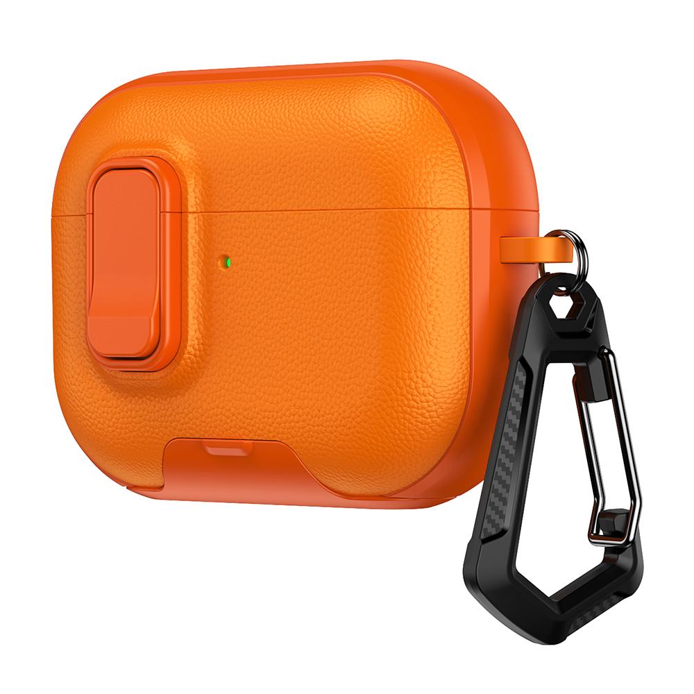 Чехол для AirPods Pro 3 с подставкой, двухцветной текстурой, из ТПУ + ПК, крышка для наушников с застежкой-пряжкой и карабином