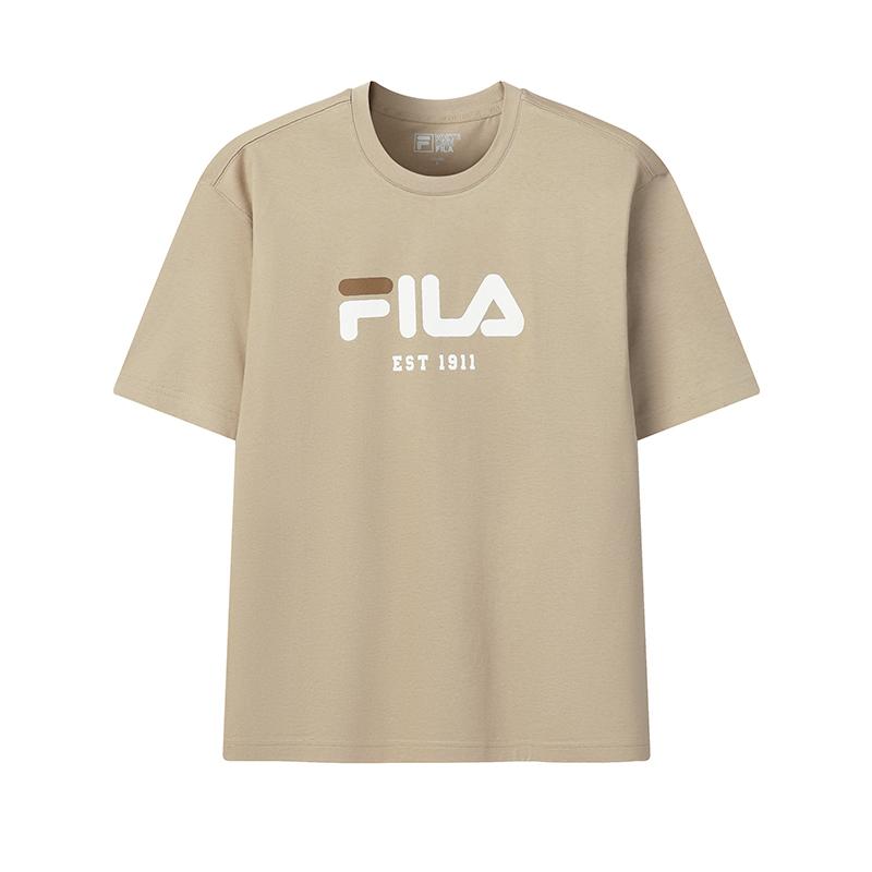 Fila Оригинальная удобная футболка-пуловер с круглым вырезом, короткий рукав, унисекс, топ F51U629105F-DK