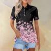Women's Fashion Casual Lapel Short Sleeve Printed Shirt Women's Button Up Tops