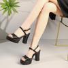 Мода Мода 2025 Босоножки женские на ремешке с пряжкой Новые летние туфли с открытым носком для офиса и карьеры больших размеров Бестселлер Босоножки на каблуке