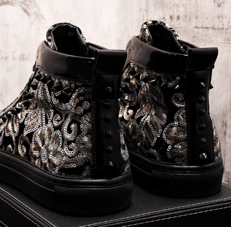 Модная мужская мода повседневные короткие ботильоны Весна и осень заклепки роскошная обувь с высоким верхом A7