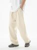 Retro Cotton Casual Pants With Pleats And Drawstring Waist For Men